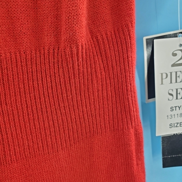 NWT R&K red knit dress with black belt Lg - Picture 12 of 16